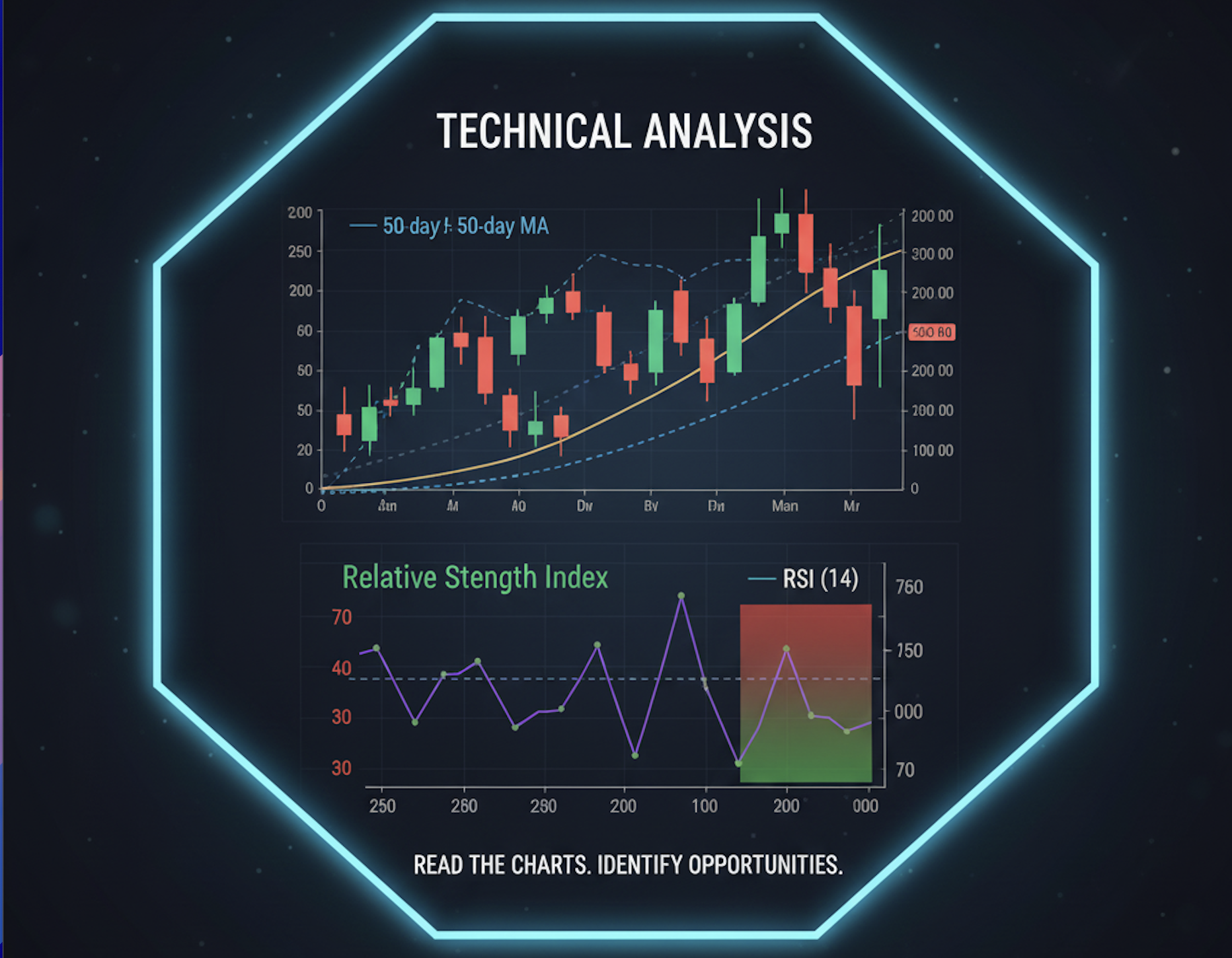 Graphique boursier avec indicateurs techniques
